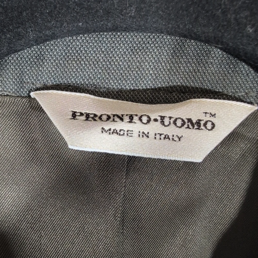 Pronto Uomo Mens Sz 44 LN Gray Green Wool 4 Button Blazer Suit Jacket Coat